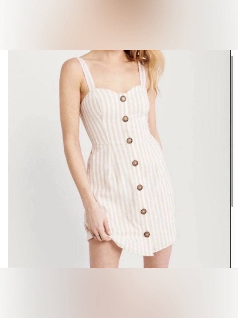 Abercrombie & Fitch cotton-blend tan and white striped mini dresses size S